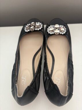 Black Embellished Women's Ballet Flats -